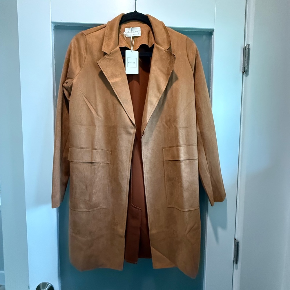 Cognac Suede Long Jacket